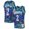 Cool Clásico Larry Johnson Charlotte Hornets 1992/93 Hardwood Classics Lunar New Year Swingman Jersey Teal