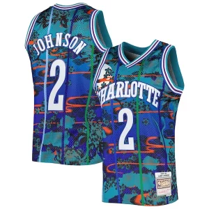 Cool Clásico Larry Johnson Charlotte Hornets 1992/93 Hardwood Classics Lunar New Year Swingman Jersey Teal