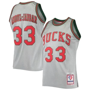 Genial Duradero Kareem Abdul Jabbar Milwaukee Bucks 75th Anniversary 1971/72 Hardwood Classics Swingman Jersey Silver