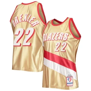 Versátil Clyde Drexler Portland Trail Blazers 75th Anniversary 1991/92 Hardwood Classics Swingman Jersey Gold