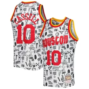 Genial Fantástico Sam Cassell Houston Rockets 1993/94 Hardwood Classics Doodle Swingman Jersey White