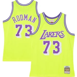 Único Resistente Dennis Rodman Los Angeles Lakers Hardwood Classics 1998/99 Tropical Swingman Jersey Neon Yellow