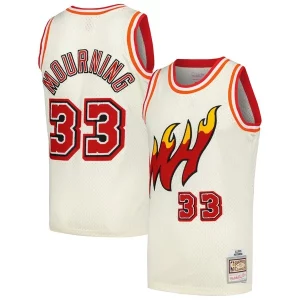 Clásico Único Exquisito Alonzo Mourning Miami Heat Chainstitch Swingman Jersey Cream