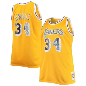 Hermoso Shaquille O'Neal Los Angeles Lakers Big & Tall 1996 97 NBA 75th Anniversary Diamond Swingman Jersey Gold