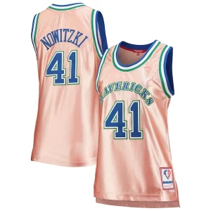 Chulo Dirk Nowitzki Dallas Mavericks Women's 75th Anniversary Rose Gold 1998 Swingman Jersey Pink