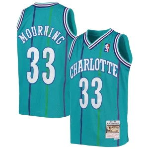 Lujoso Alonzo Mourning Charlotte Hornets Youth 1992/93 Hardwood Classics Swingman Jersey Teal
