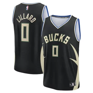 Original Resistente Práctico Damian Lillard Milwaukee Bucks Youth Fast Break Replica Player Jersey Statement Edition Black