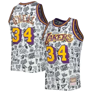 Perfecto Moderno Atractivo Shaquille O'Neal Los Angeles Lakers 1996/97 Hardwood Classics Doodle Swingman Jersey White