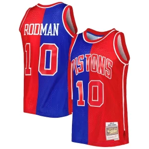 Cool Ideal Dennis Rodman Detroit Pistons Hardwood Classics 1988/89 Split Swingman Jersey Blue/Red