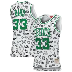 Lujoso Elegante Encantador Larry Bird Boston Celtics Women's 1985 Doodle Swingman Jersey White