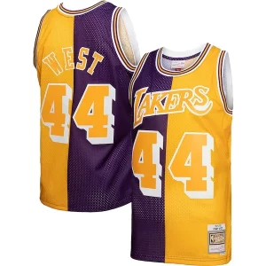 Chulo Hermoso Increíble Jerry West Los Angeles Lakers Hardwood Classics 1971/72 Split Swingman Jersey Purple/Gold