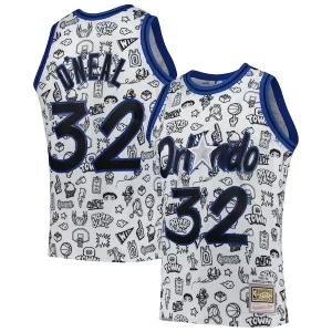 Fantástico Maravilloso Shaquille O'Neal Orlando Magic 1994/95 Hardwood Classics Doodle Swingman Player Jersey White