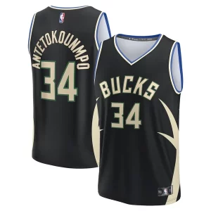 Encantador Giannis Antetokounmpo Milwaukee Bucks Fast Break Replica Player Jersey Statement Edition Black