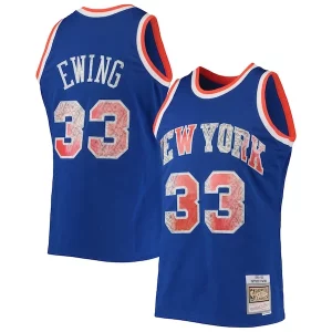 Lujoso Patrick Ewing New York Knicks 1991/92 Hardwood Classics NBA 75th Anniversary Diamond Swingman Jersey Blue