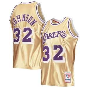 Clásico Perfecto Fácil de llevar Magic Johnson Los Angeles Lakers 75th Anniversary 1984/85 Hardwood Classics Swingman Jersey Gold