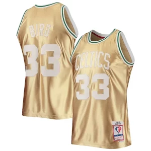 Lujoso Larry Bird Boston Celtics 75th Anniversary 1985/86 Hardwood Classics Swingman Jersey Gold