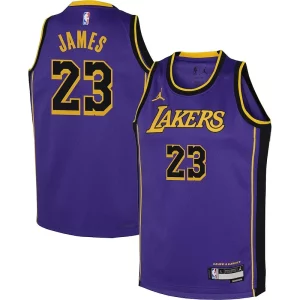 Increíble Práctico Cool LeBron James Los Angeles Lakers Jordan Brand Youth Performance Swingman Jersey Statement Purple