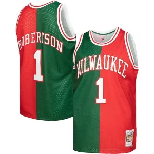 Estupendo Fácil de llevar Oscar Robertson Milwaukee Bucks Hardwood Classics 1971/72 Split Swingman Jersey Green/Red
