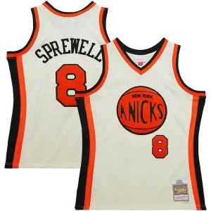 Delicioso Estupendo Clásico Latrell Sprewell New York Knicks Chainstitch Swingman Jersey Cream
