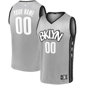 Práctico Brooklyn Nets Youth Custom Fast Break Replica Jersey Gray Statement Edition