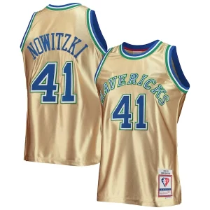 Duradero Maravilloso Dirk Nowitzki Dallas Mavericks 75th Anniversary 1998/99 Hardwood Classics Swingman Jersey Gold