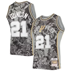 Genial Tim Duncan San Antonio Spurs Hardwood Classics 1998/99 Lunar New Year Swingman Jersey Black