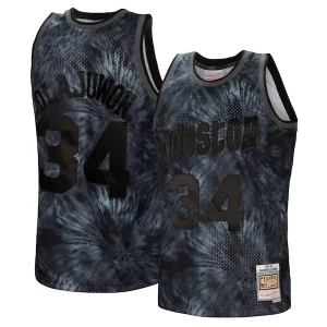 Fantástico Hakeem Olajuwon Houston Rockets Hardwood Classics 1993/94 Tie Dye Swingman Jersey Black