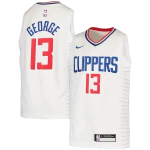 Increíble Duradero Paul George LA Clippers Nike Youth 2020/21 Swingman Jersey Association Edition White