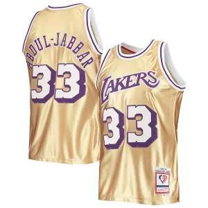 Genial Kareem Abdul Jabbar Los Angeles Lakers 75th Anniversary 1983/84 Hardwood Classics Swingman Jersey Gold