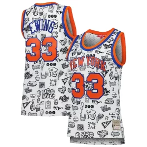Bonito Atractivo Sofisticado Patrick Ewing New York Knicks Women's 1991 Doodle Swingman Jersey White