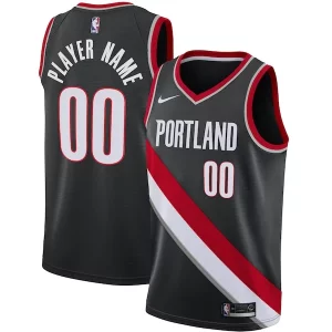 Bonito Práctico Elegante Portland Trail Blazers Nike Swingman Custom Jersey Black Icon Edition