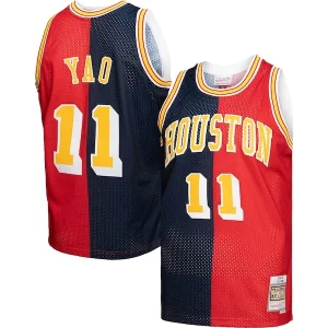 Práctico Yao Ming Houston Rockets Hardwood Classics 2004/05 Split Swingman Jersey Navy/Red