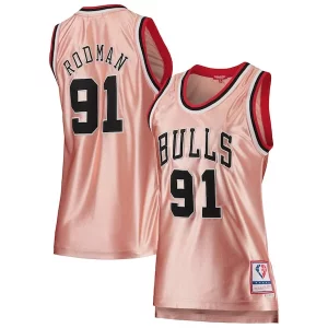 Versátil Chulo Dennis Rodman Chicago Bulls Women's 75th Anniversary Rose Gold 1997 Swingman Jersey Pink