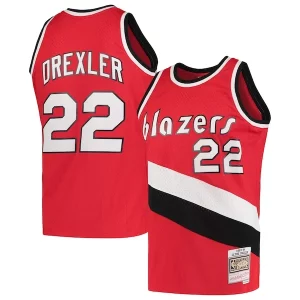 Resistente Práctico Clyde Drexler Portland Trail Blazers 1983/84 Hardwood Classics Swingman Jersey Red