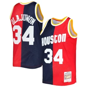 Magnífico Hakeem Olajuwon Houston Rockets Hardwood Classics 1993/94 Split Swingman Jersey Navy/Red
