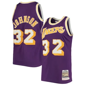 Atractivo Magic Johnson Los Angeles Lakers 1984/85 Hardwood Classics Authentic Jersey Purple/Gold