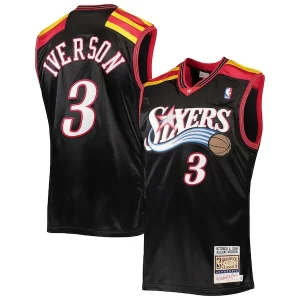 Versátil Allen Iverson Philadelphia 76ers 2006 Hardwood Classics Authentic Jersey Black/Red/White