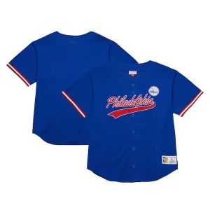 Moderno Práctico Resistente Philadelphia 76ers Hardwood Classics On The Clock Mesh Fashion Baseball Jersey Royal