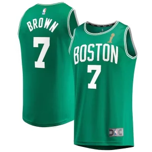 Original Exquisito Jaylen Brown Boston Celtics 2024 NBA Finals Champions Fast Break Replica Player Jersey Kelly Green Icon Edition