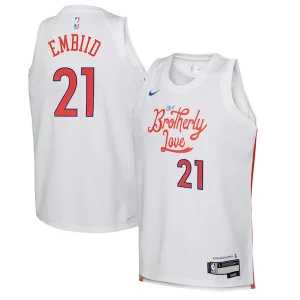 Increíble Sofisticado Joel Embiid Philadelphia 76ers Nike Youth 2022/23 Swingman Jersey City Edition White