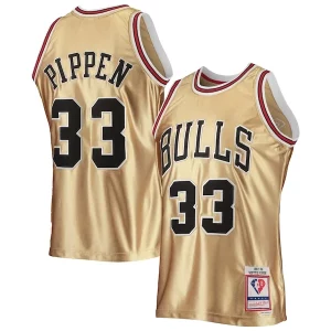 Cool Bonito Moderno Scottie Pippen Chicago Bulls 75th Anniversary 1997/98 Hardwood Classics Swingman Jersey Gold