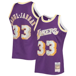 Lujoso Maravilloso Kareem Abdul Jabbar Los Angeles Lakers 1996 97 Hardwood Classics NBA 75th Anniversary Diamond Swingman Jersey Purple