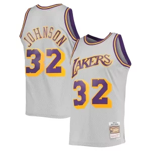 Genial Magic Johnson Los Angeles Lakers 1984 85 Hardwood Classics Reload 2.0 Throwback Swingman Jersey Gray