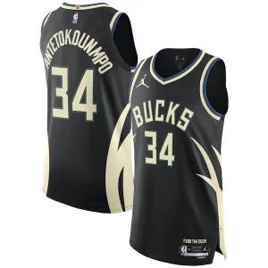 Bonito Giannis Antetokounmpo Milwaukee Bucks Jordan Brand Authentic Player Jersey Statement Edition Black