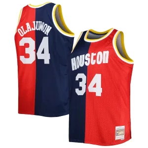 Resistente Fantástico Bonito Hakeem Olajuwon Houston Rockets Big & Tall Hardwood Classics 1993/94 Split Swingman Jersey Navy/Red