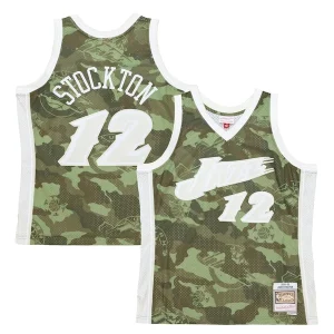 Sofisticado John Stockton Utah Jazz Hardwood Classics 1998/99 Ghost Green Swingman Jersey Camo