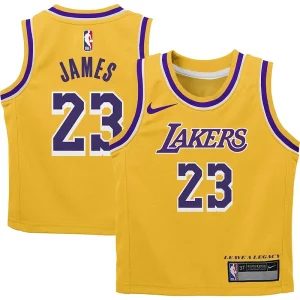 Magnífico Atractivo LeBron James Los Angeles Lakers Nike Preschool Dri FIT Swingman Player Jersey Icon Edition Gold