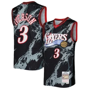 Comodo Bonito Fácil de llevar Allen Iverson Philadelphia 76ers 2000/01 Hardwood Classics Marble Swingman Jersey Black