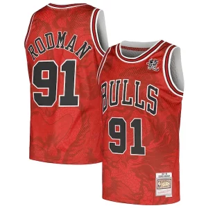 Ideal Fantástico Dennis Rodman Chicago Bulls 1997/98 Hardwood Classics Asian Heritage 6.0 Swingman Throwback Player Jersey Red