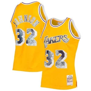 Genial Atractivo Magic Johnson Los Angeles Lakers 1984/85 Hardwood Classics NBA 75th Anniversary Diamond Swingman Jersey Gold